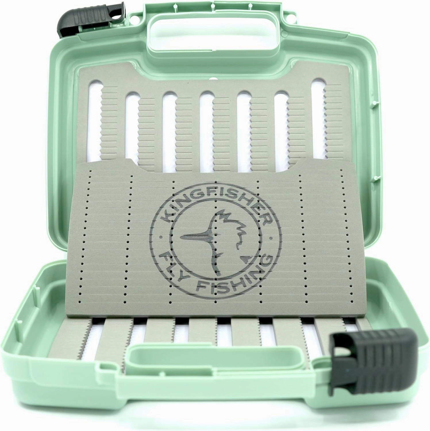 Kingfisher Boat Box Fly Fishing Streamer Box 2.0 JR (10"x8"X3”), Sage