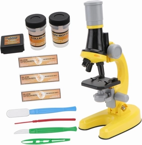 Kisangel 1Set Microscope Science Experiment Kit Yellow Magnifier for Beginner Friendly Exploration Tool for Outdoor and Indoor Use Present for