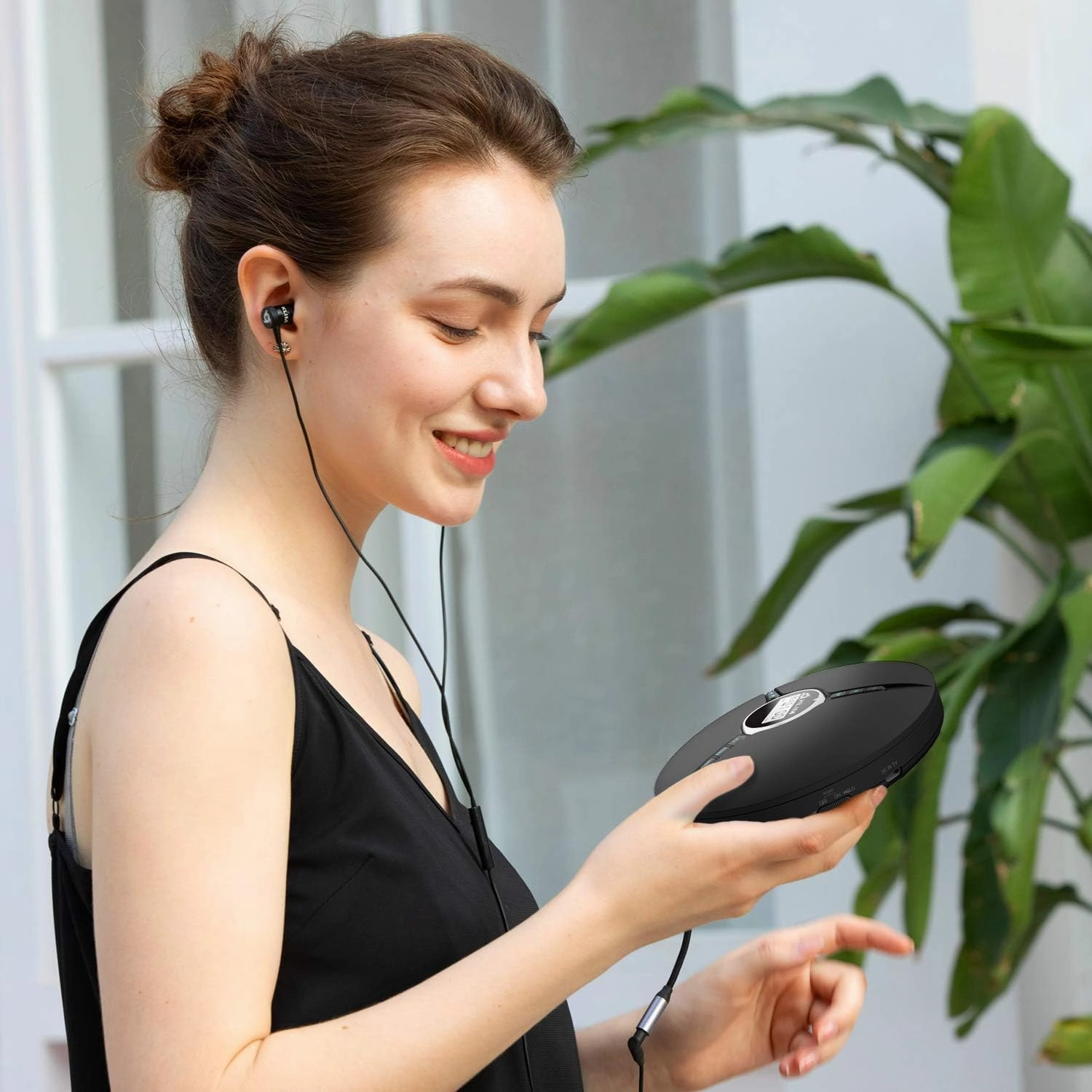 KLIM Discman Portable CD Player with Headphones, Built-in Battery - New - CD Players for Home, Car - Compatible w/SD Card, CD, CD-R, CD-RW, MP3, WMA - 5 EQ Effects - Walkman CD Player - Black