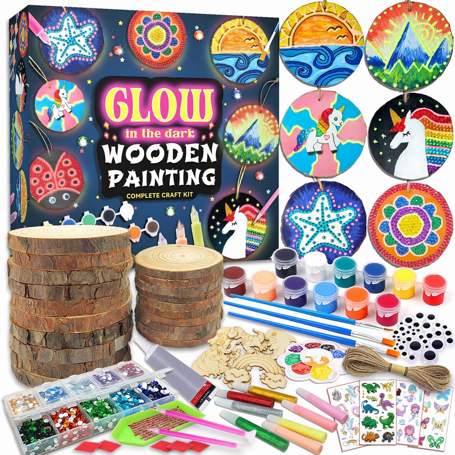 klmars Kids Wooden Painting Kit-Glow in The Dark-Arts & Crafts Gifts for Boys Girls Ages 5-12-Easter Craft Activities Kits - Creative Art Toys for 5, 6, 7, 8, 9, 10, 11 & 12 Year Old Kids