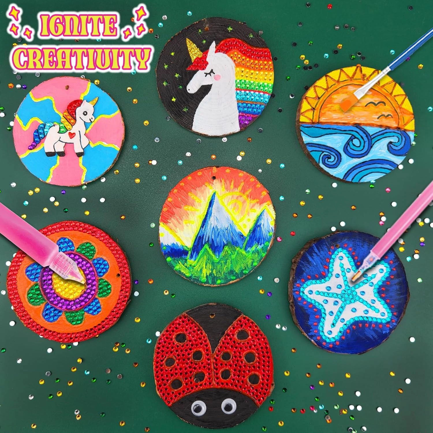 klmars Kids Wooden Painting Kit-Glow in The Dark-Arts & Crafts Gifts for Boys Girls Ages 5-12-Easter Craft Activities Kits - Creative Art Toys for 5, 6, 7, 8, 9, 10, 11 & 12 Year Old Kids