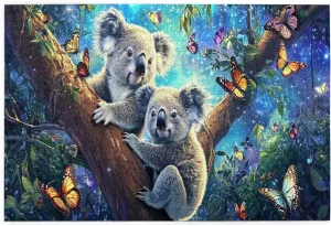 Koala Night Jungle Exploration, 1000 Pcs Wooden Puzzle for Adults, Use Your Imagination to The Fullest，Brainstorming for Stress Relief，Creative Activity Hobbies，Enjoy The Process