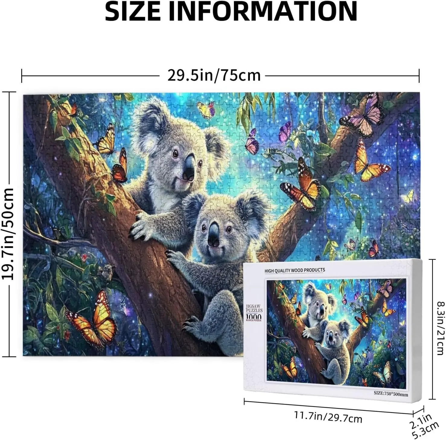 Koala Night Jungle Exploration, 1000 Pcs Wooden Puzzle for Adults, Use Your Imagination to The Fullest，Brainstorming for Stress Relief，Creative Activity Hobbies，Enjoy The Process