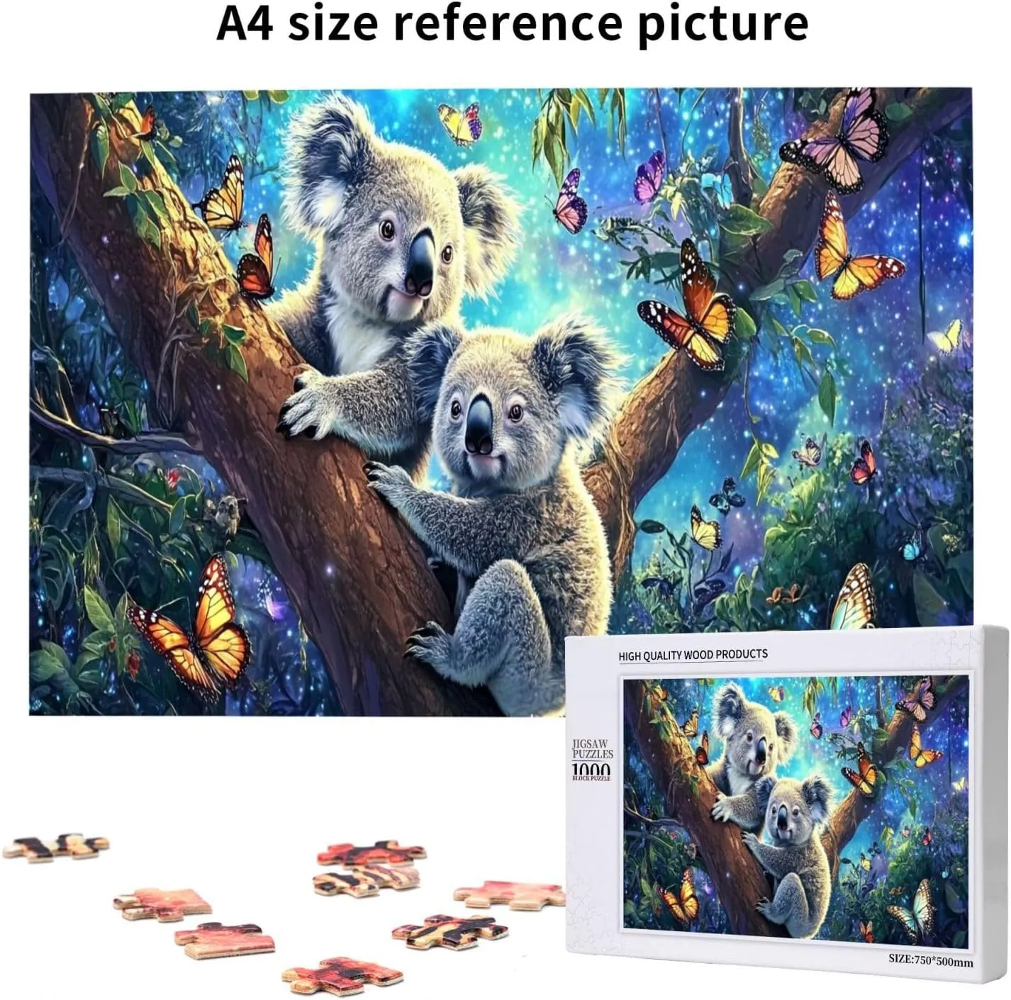 Koala Night Jungle Exploration, 1000 Pcs Wooden Puzzle for Adults, Use Your Imagination to The Fullest，Brainstorming for Stress Relief，Creative Activity Hobbies，Enjoy The Process