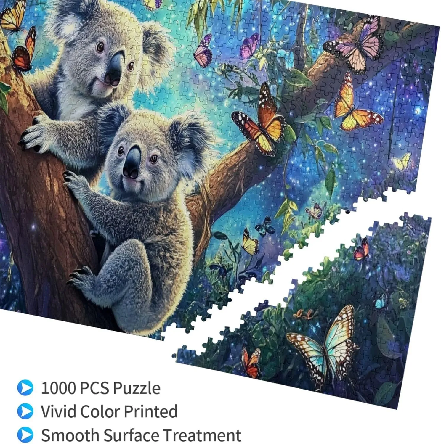 Koala Night Jungle Exploration, 1000 Pcs Wooden Puzzle for Adults, Use Your Imagination to The Fullest，Brainstorming for Stress Relief，Creative Activity Hobbies，Enjoy The Process