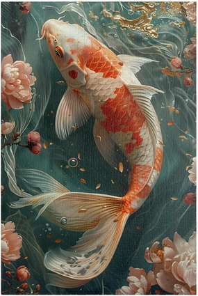 Koi Fish Art Puzzle (1000-Piece) Koi Fish, Fish Lover, Unique Puzzle, Adult Puzzle, Family Fun