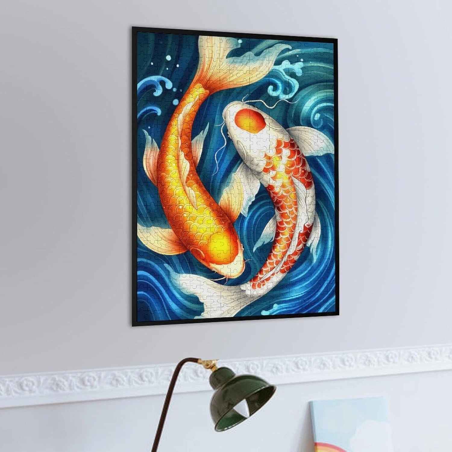 Koi Fish Puzzle 500 Pieces – Colorful Fish Swimming in Pond, Elegant Nature Wooden Jigsaw Puzzle for Garden and Art Enthusiasts