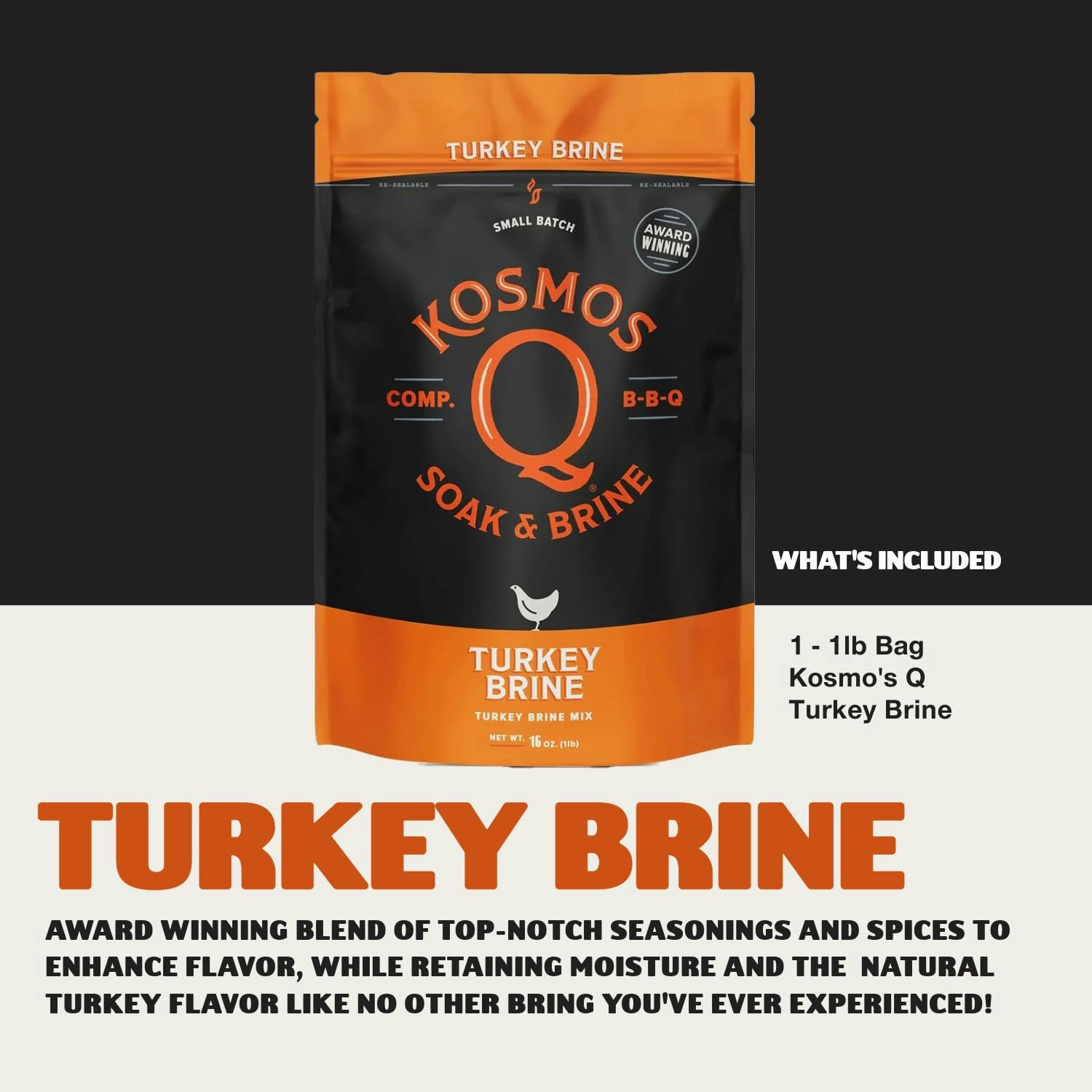 Kosmos Q Complete Turkey Brine Kit - Full Seasoning Kit with Turkey Brine, Dirty Bird Spice Shaker & Cherry Apple Habanero BBQ Glaze - Brine, Rubs, and Glaze for a Tender, Juicy Turkey