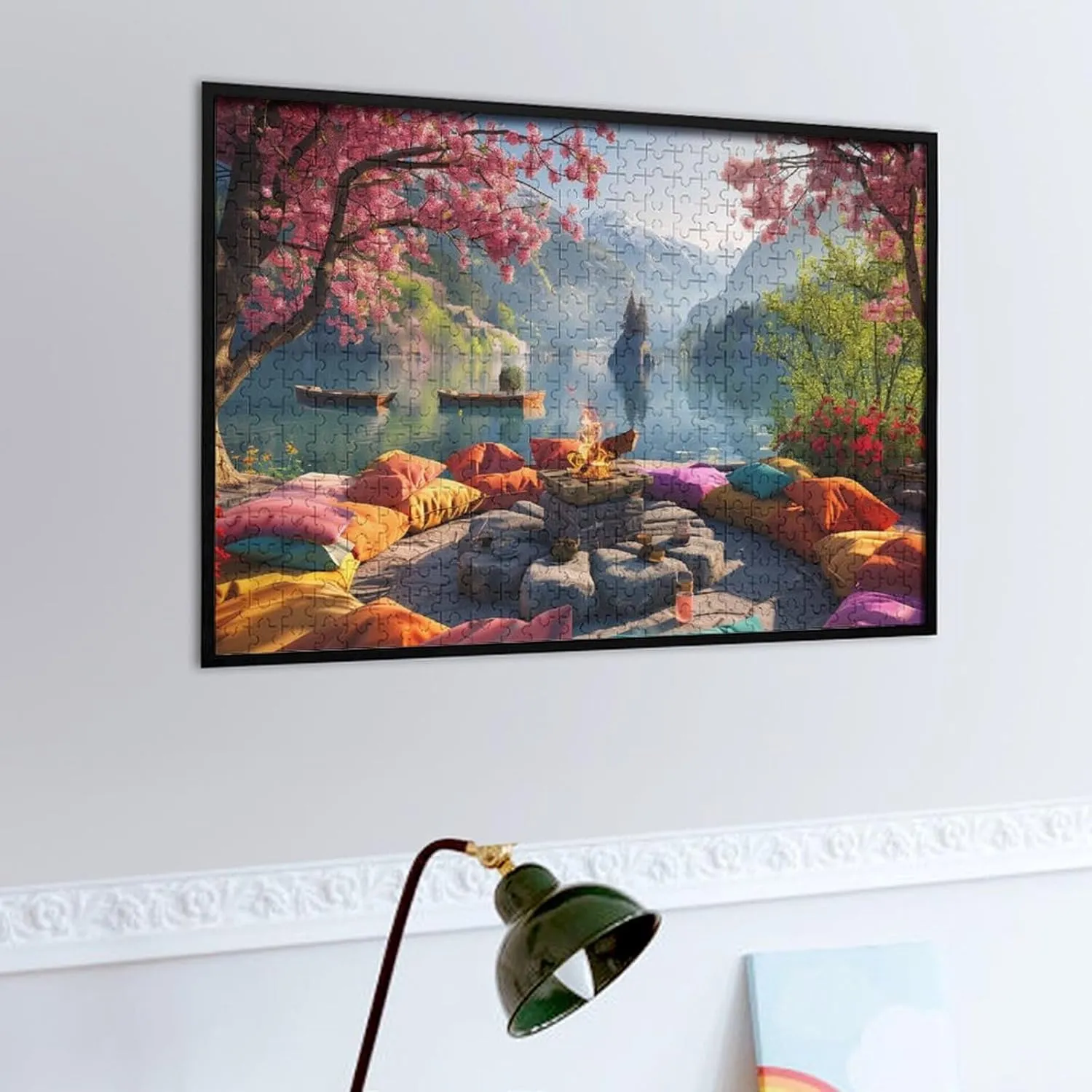 Lakeside Camping 500 Piece Jigsaw Puzzle,Natural Scenery Adult Jigsaw Puzzle,with Letters on Back,Home Decoration,500 PCS