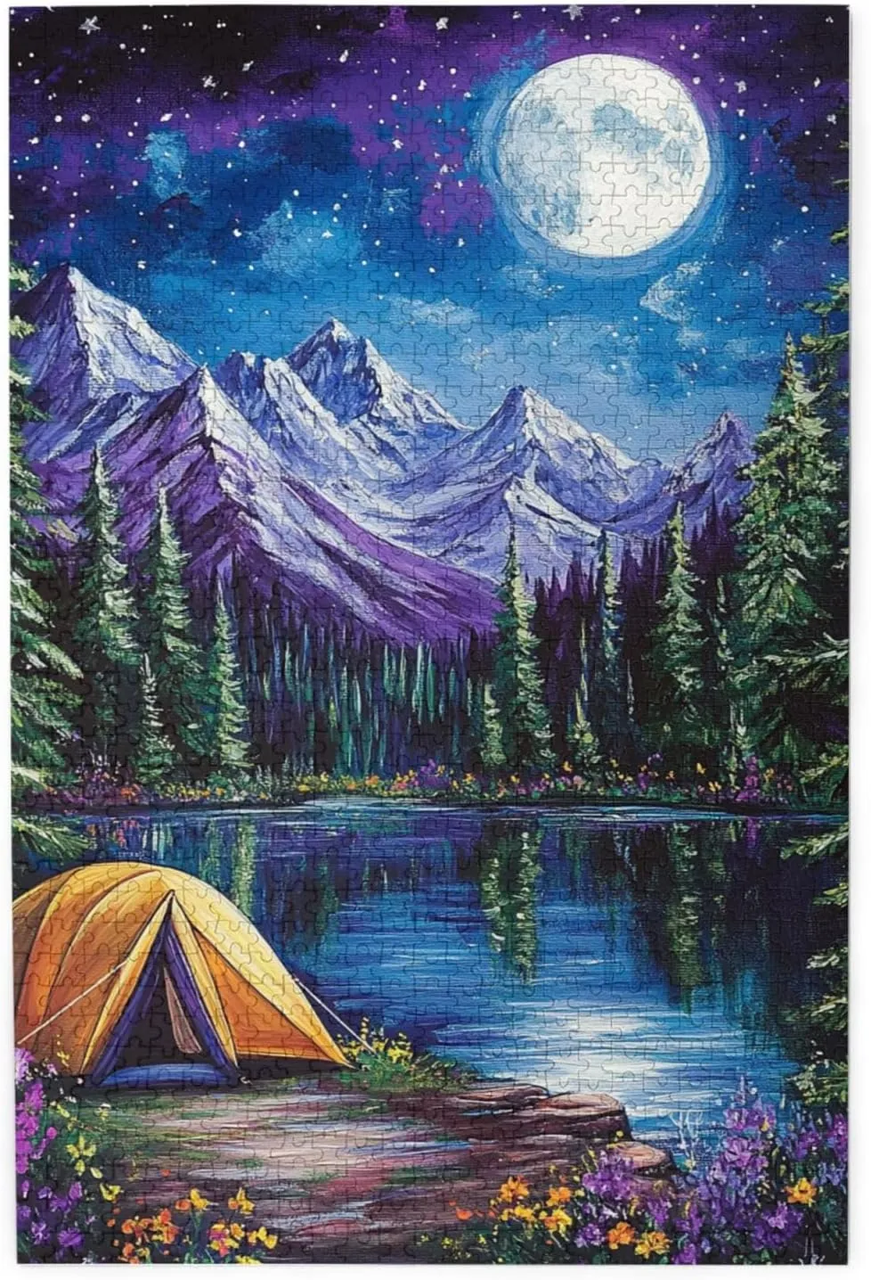 Lakeside Camping, Landscape Puzzle 1000 Pieces, Difficult Adult Entertainment Game, Wooden Jigsaw, Colorfuls and Full of Vitality, Challenging Brainstorming, Home Wall Art