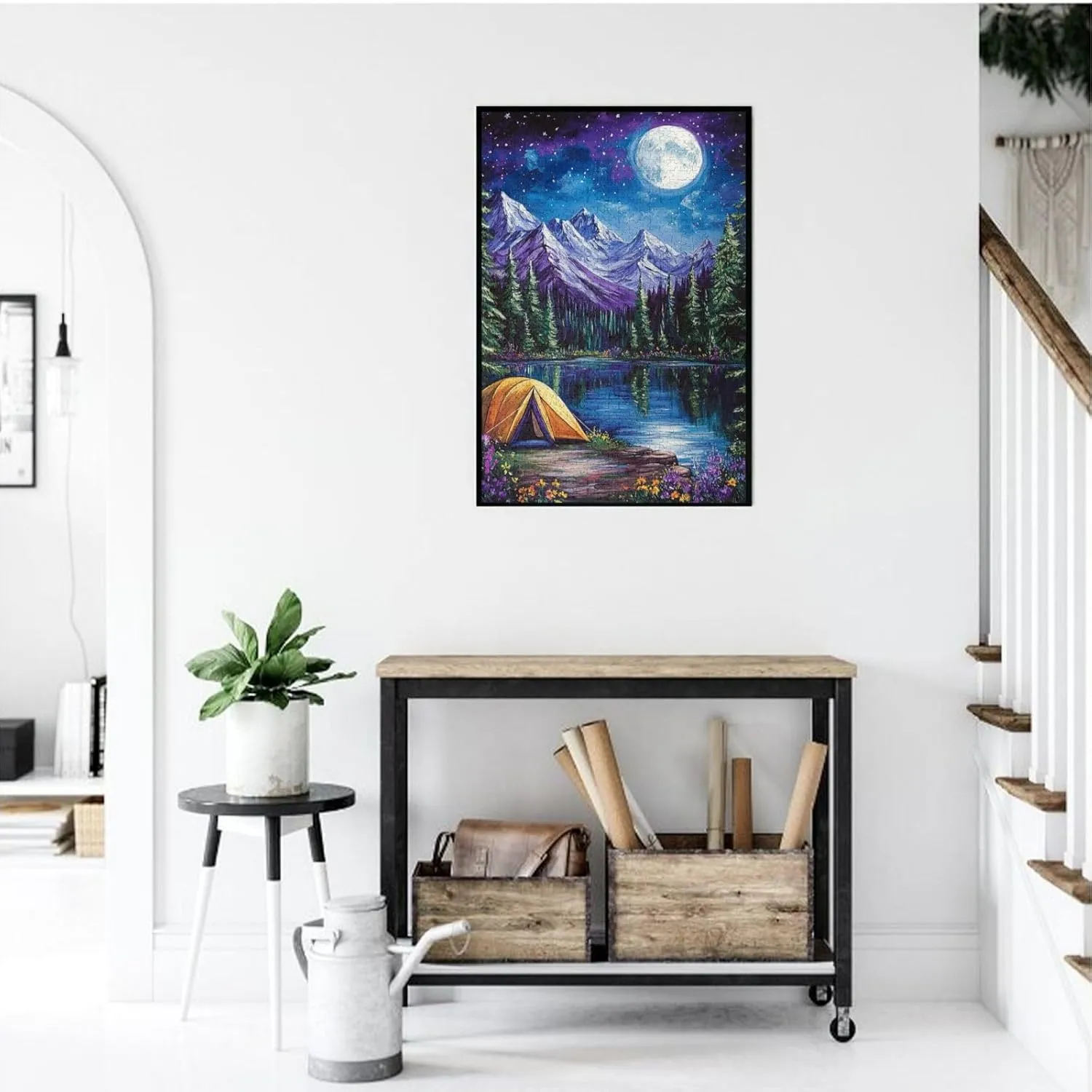 Lakeside Camping, Landscape Puzzle 1000 Pieces, Difficult Adult Entertainment Game, Wooden Jigsaw, Colorfuls and Full of Vitality, Challenging Brainstorming, Home Wall Art