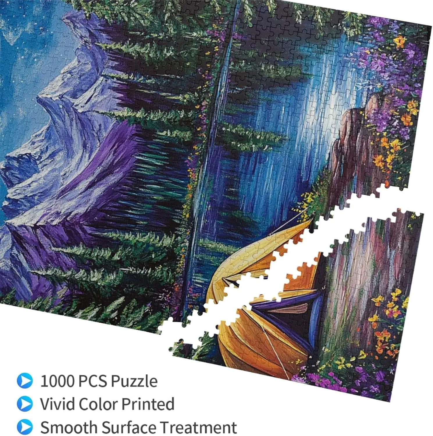 Lakeside Camping, Landscape Puzzle 1000 Pieces, Difficult Adult Entertainment Game, Wooden Jigsaw, Colorfuls and Full of Vitality, Challenging Brainstorming, Home Wall Art