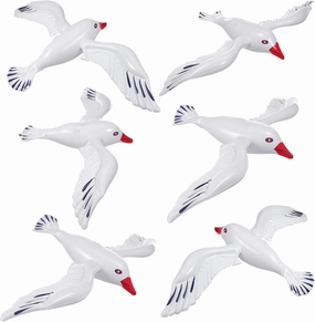 Large Realistic Seagull Balloons 6pcs Inflatable Seagull for Beach Pool Party, Reusable Pvc Sea Birds for Kids, White, 24.4 X 13.77 X 3.93 Inches