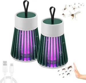 Latino Zap Lamp, Latino Zap MATA Mosquitos, 2025 Portable USB Rechargeable Camping Light, 2-in-1 Quiet Waterproof with IPX7 Protection, 360° Coverage for Indoor, Outdoor, Garden, Tent (Green 2*pc)