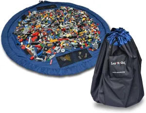 Lay-n-Go 2-in-1 Portable Drawstring Toys Storage Organizer and Play Mat for Room and Travel, Made for Kids and Toddlers with a Durable Patented Design