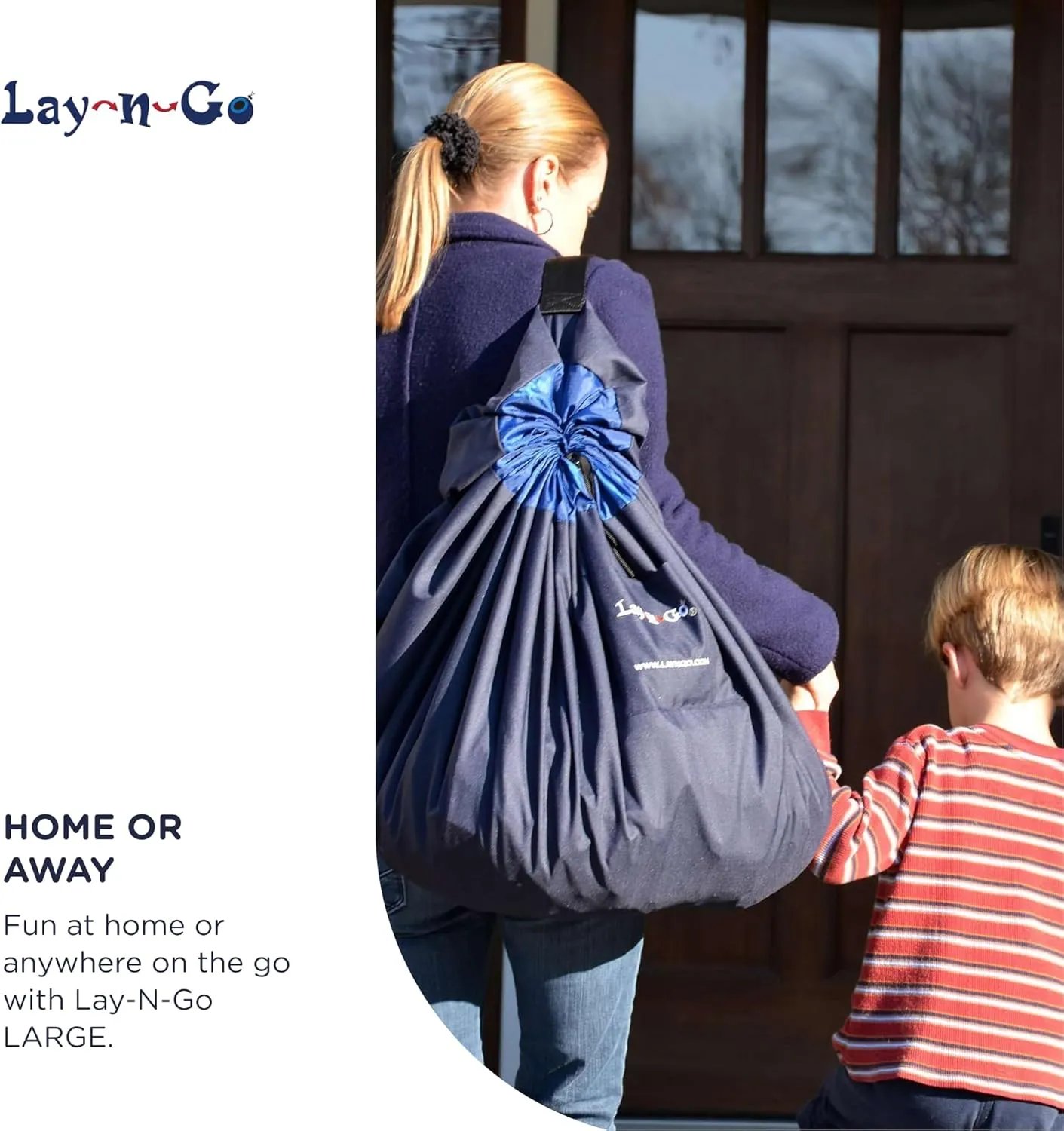 Lay-n-Go 2-in-1 Portable Drawstring Toys Storage Organizer and Play Mat for Room and Travel, Made for Kids and Toddlers with a Durable Patented Design