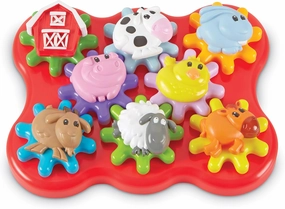 Learning Resources Build & Spin: Farm Friends, Fine Motor Toy, 17 Piece Set, Ages 2 