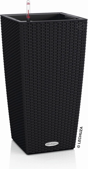 Lechuza 15253 Cubico Cottage 40 Self-Watering Planter for Indoor and Outdoor Use, 16" x 16" x 30", Granite