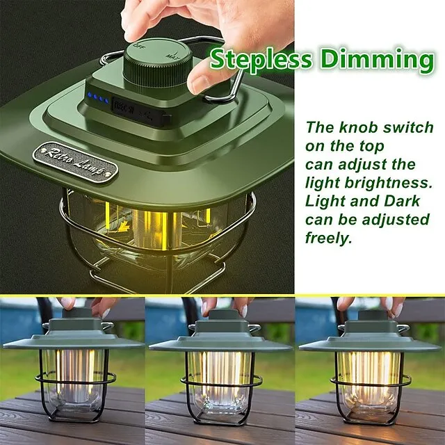 LED Retro Outdoor Camping Lights LED Tent Lights Horse Lantern Smart Rechargeable Portable Lights for Outdoor Hiking Camping Home