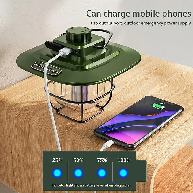 LED Retro Outdoor Camping Lights LED Tent Lights Horse Lantern Smart Rechargeable Portable Lights for Outdoor Hiking Camping Home