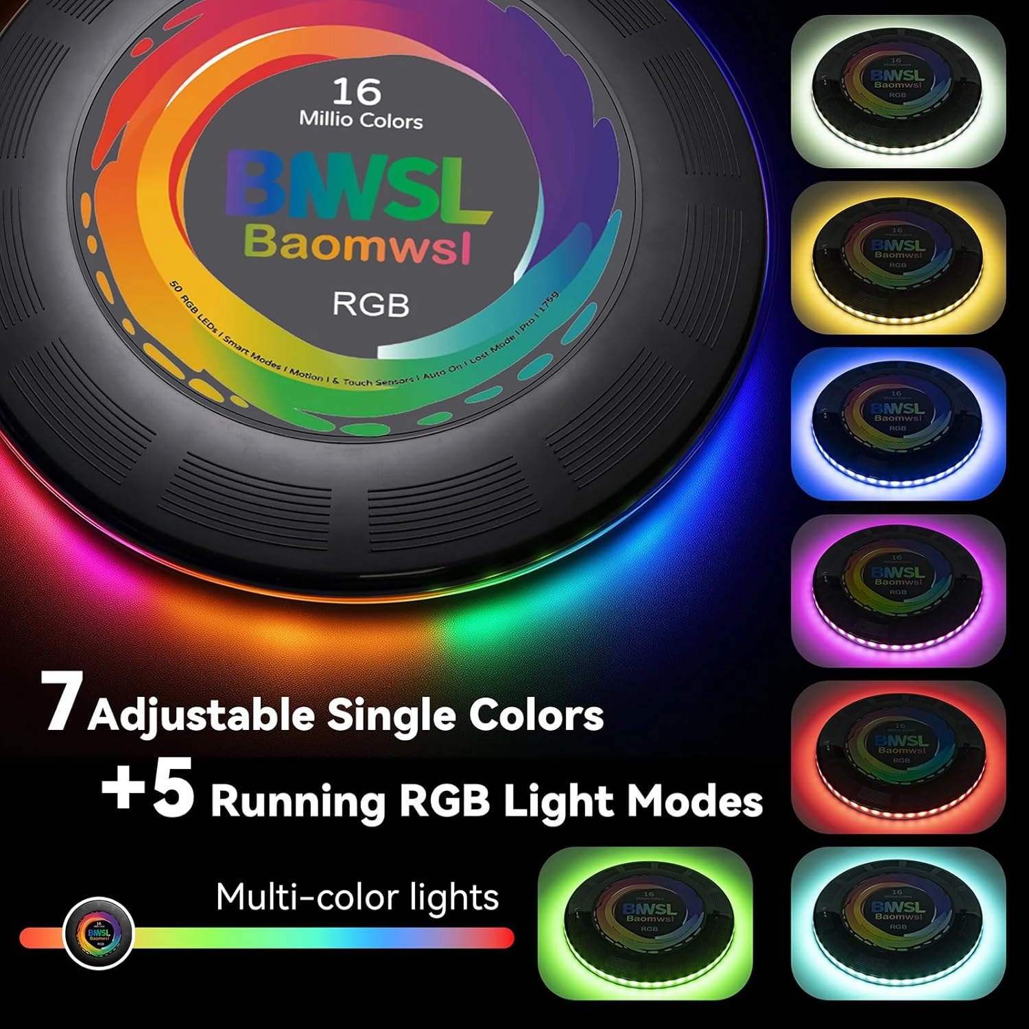 LED Light-Up Flying Disc – 50 Ultra Bright LEDs, IP65 Waterproof, Durable & Rechargeable, 12 Color Modes, for Night Camping, Outdoor Fun, Gifts for All Ages