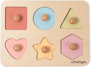 LEFT2RIGHT Wooden Puzzles for Toddlers 2-4 | Montessori Toys for 1-4 Year Olds | Educational Shape Edition Puzzle for Motor Skills & Sensory Learning | Wooden Toddler Puzzles Ages 1-3 Shapes Edition