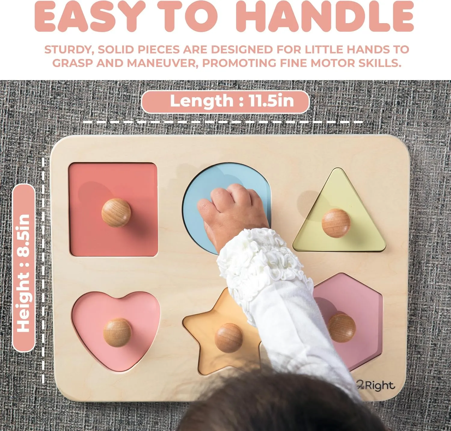 LEFT2RIGHT Wooden Puzzles for Toddlers 2-4 | Montessori Toys for 1-4 Year Olds | Educational Shape Edition Puzzle for Motor Skills & Sensory Learning | Wooden Toddler Puzzles Ages 1-3 Shapes Edition