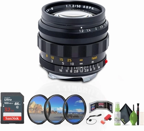 Leica Noctilux-M 50mm f/1.2 ASPH. Aspherical Lens (Black)   Professional Filter Kit 49MM   Cleaning kit   32GB Memory Card   USB Card Reader, SD/microSD   Lens Cap Keeper