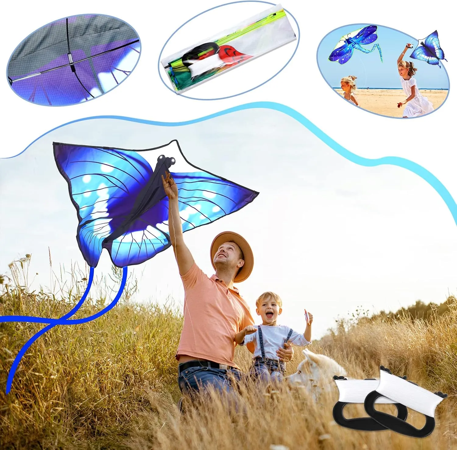 Leitee 6 Pack Large Kite for Kids and Adults Butterfly Kite for Kids Age 4-8-12 Dragonfly Owl Parrot Eagle Goldfish Teens Toy Easy to Fly for Game Beach Outdoor Activities Gifts(Cool Style)