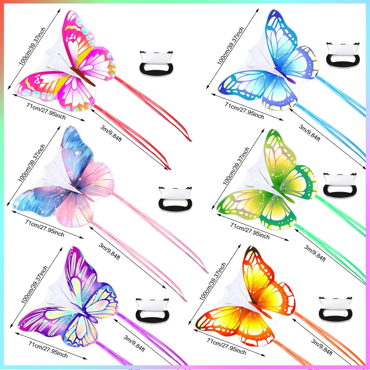 Leitee 6 Pack Large Kite for Kids and Adults Butterfly Kite for Kids Age 4-8-12 Dragonfly Owl Parrot Eagle Goldfish Teens Toy Easy to Fly for Game Beach Outdoor Activities Gifts(Stylish Style)