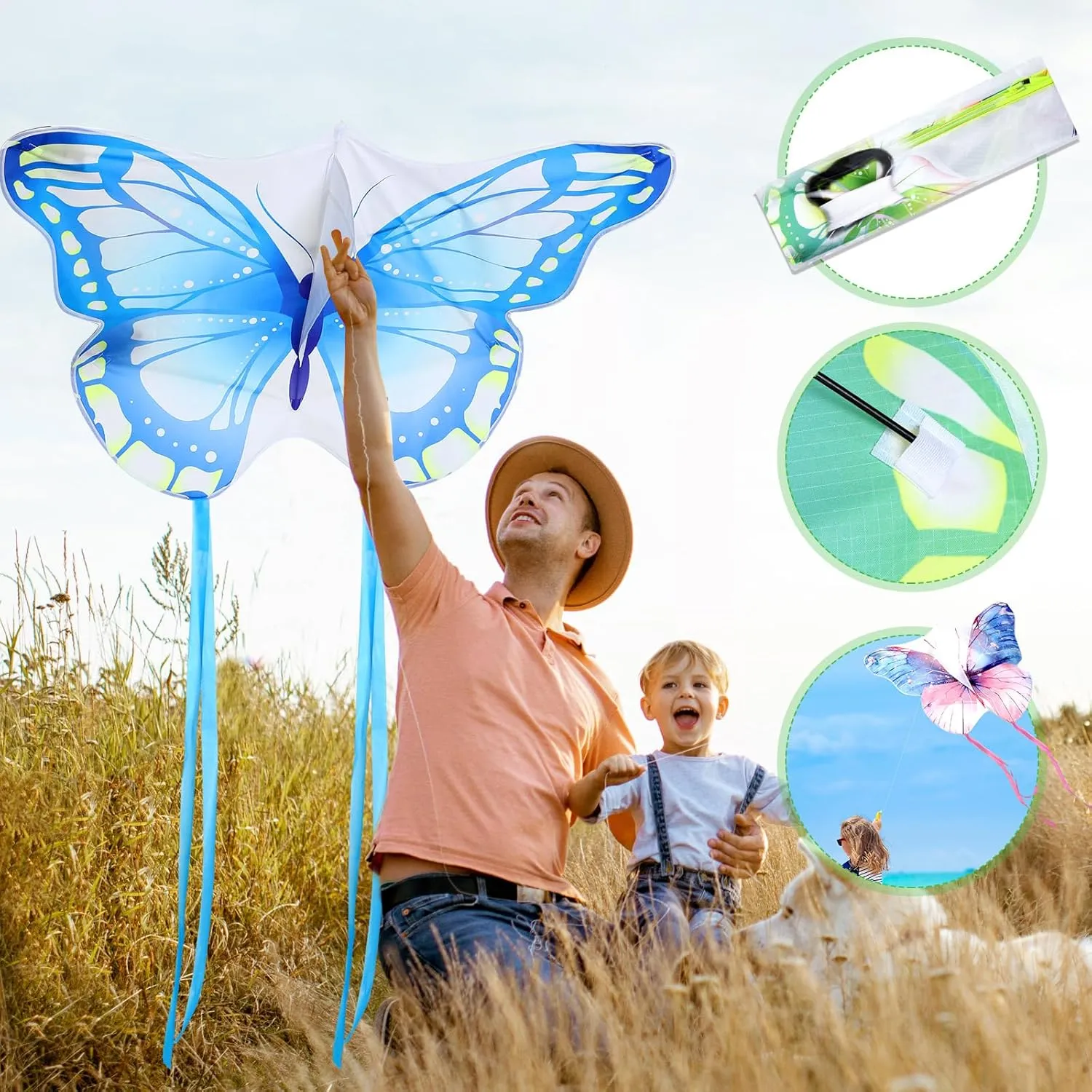 Leitee 6 Pack Large Kite for Kids and Adults Butterfly Kite for Kids Age 4-8-12 Dragonfly Owl Parrot Eagle Goldfish Teens Toy Easy to Fly for Game Beach Outdoor Activities Gifts(Stylish Style)