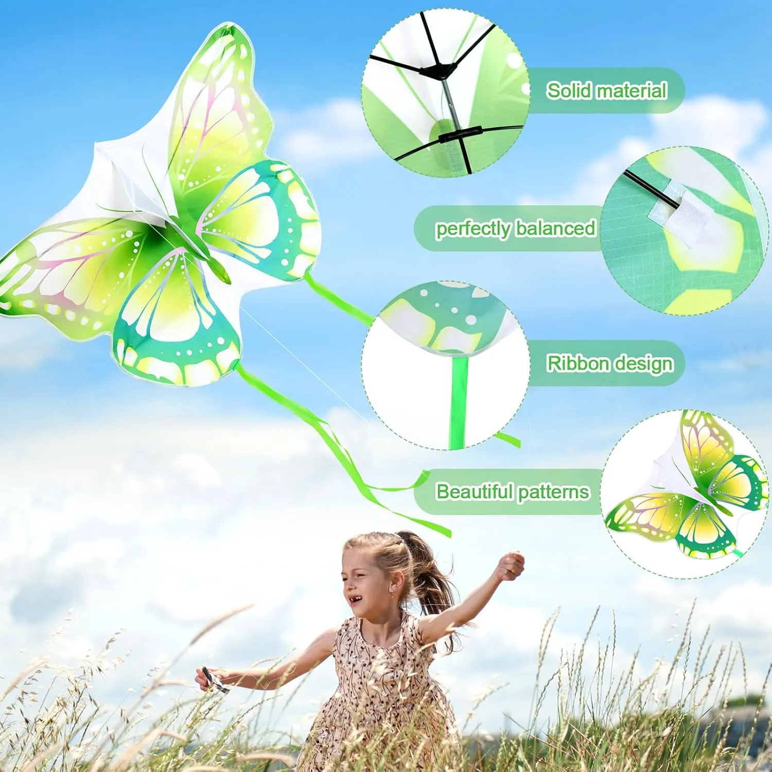 Leitee 6 Pack Large Kite for Kids and Adults Butterfly Kite for Kids Age 4-8-12 Dragonfly Owl Parrot Eagle Goldfish Teens Toy Easy to Fly for Game Beach Outdoor Activities Gifts(Stylish Style)