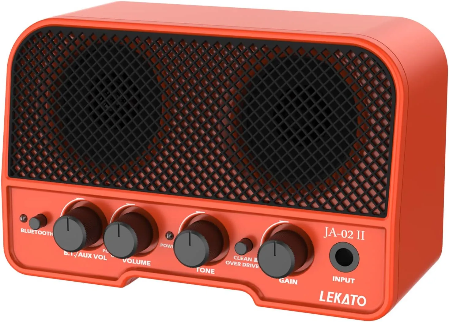 LEKATO Mini Amp 5W Rechargeable Electric Amp with Clean&Overdrive Effects, Bluetooth - Orange