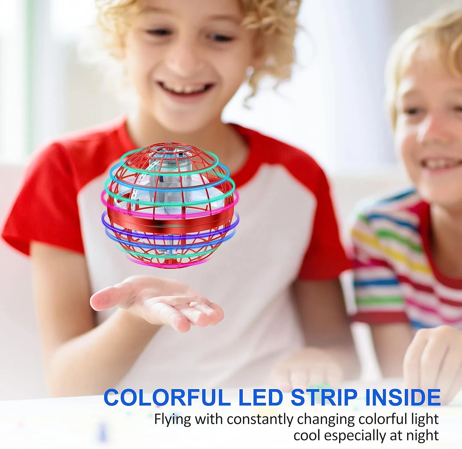 LEMATRIX 2024 Flying Orb Ball Toy, Hover Ball Boomerang Fly Fidget Spinner, Cool Toys Gifts for 6 7 8 9 10 11 12  Years Old boy Girls Teens, Hand Mini Drone Cosmic Globe, Indoor Outdoor Toys(Red)