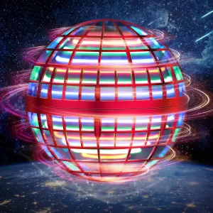 LEMATRIX 2024 Flying Orb Ball Toy, Hover Ball Boomerang Fly Fidget Spinner, Cool Toys Gifts for 6 7 8 9 10 11 12  Years Old boy Girls Teens, Hand Mini Drone Cosmic Globe, Indoor Outdoor Toys(Red)