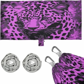 Leopard Purple Camping Hammock, 330 lbs with 2 Tree Straps, Carry Bag, Single Portable Hammock for Outdoor/Indoor, Hiking, Beach, Backpacking, Travel