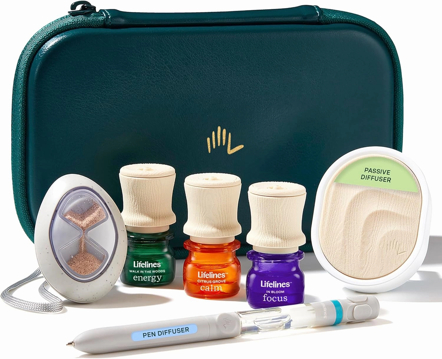 Lifelines Sensory Essentials Travel Set - Includes Everyday Aromatherapy Diffuser, Fidget Grounding Stone, Pen Diffuser & 3 Essential Oil Blends - Unique Sensory Gifts for Women & Men