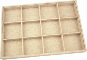 LIFKOME 12Grids Sackcloth Jewelry Organizer Stackable Display Tray for Bracelets Watches Necklaces Compartments for Storage