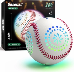 Light up Baseball with LED Rechargeable, 9 Lighting Modes Glow in The Dark Baseball, Official Size Leather Weighted Baseballs for Day Night Indoor Outdoor, Sport Toys Games Gifts for Boys 8-12