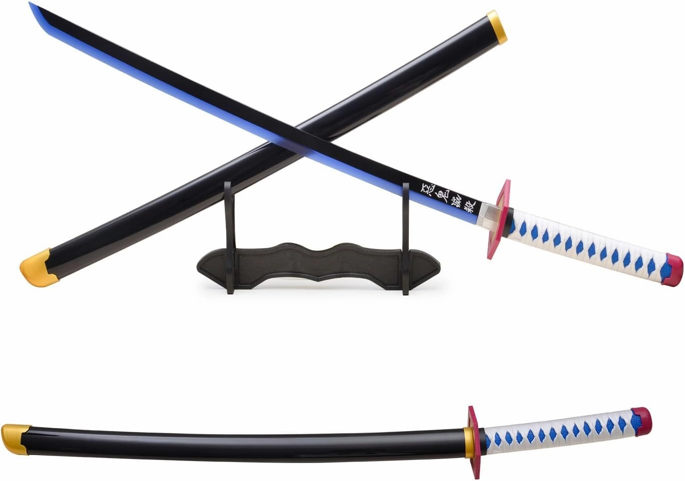 Light-Up Giyu Sword Replica with Rechargeable Battery, 30 Inch LED Katana with Display Stand, and Belt, Wands for Cosplay and Collection, Perfect for Halloween and Gift