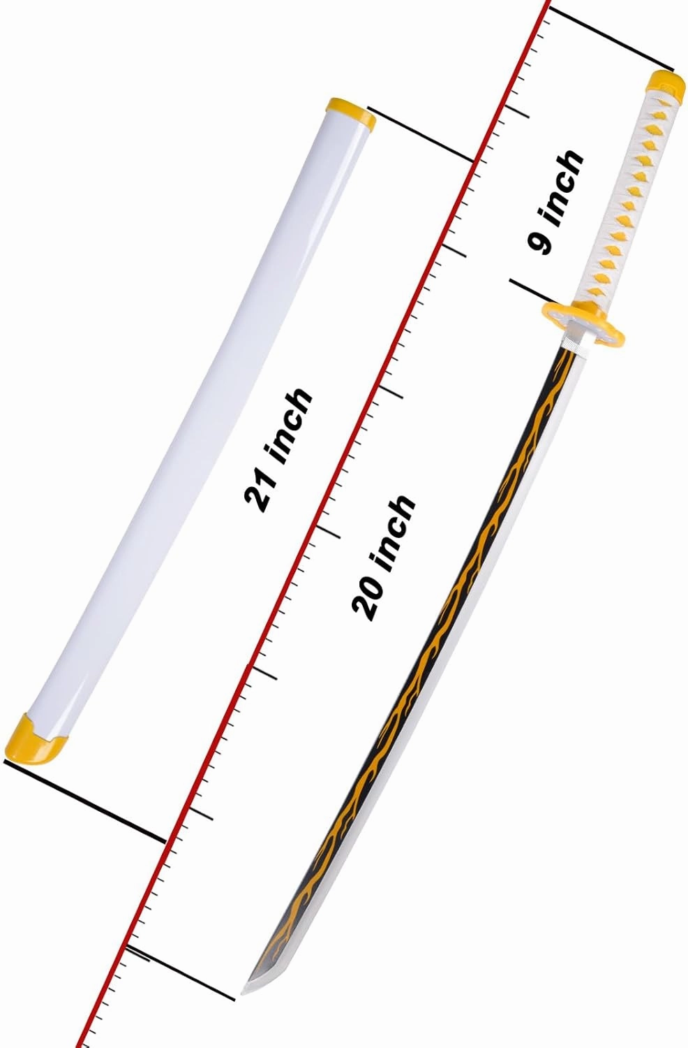 Light-Up Zenitsu Sword Replica with Rechargeable Battery, 30 Inch LED Katana with Display Stand, and Belt, Wands for Cosplay and Collection, Perfect for Halloween and Gift