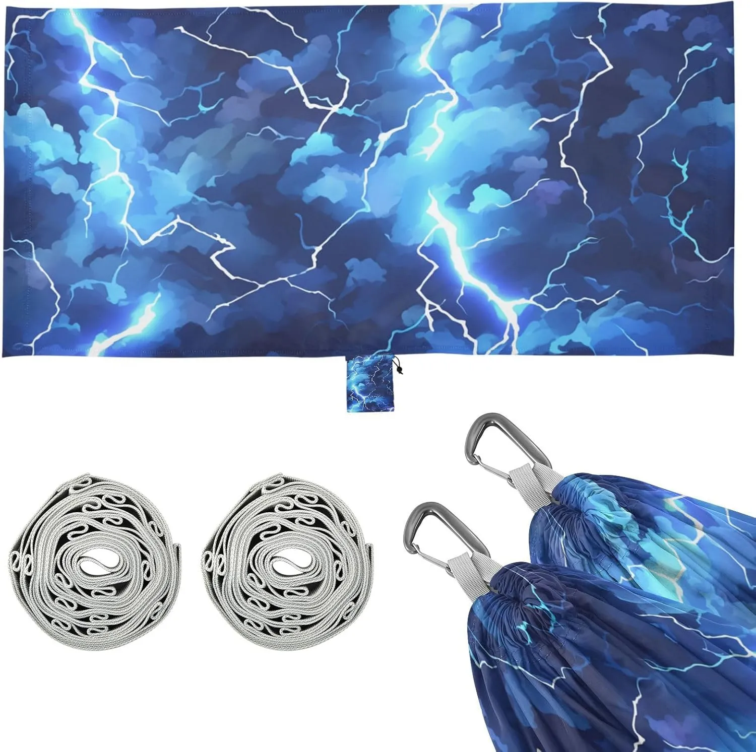 Lightening Blue Safari Outdoor Hammock with Tree Straps Tree Hammock for Outside Patio Garden