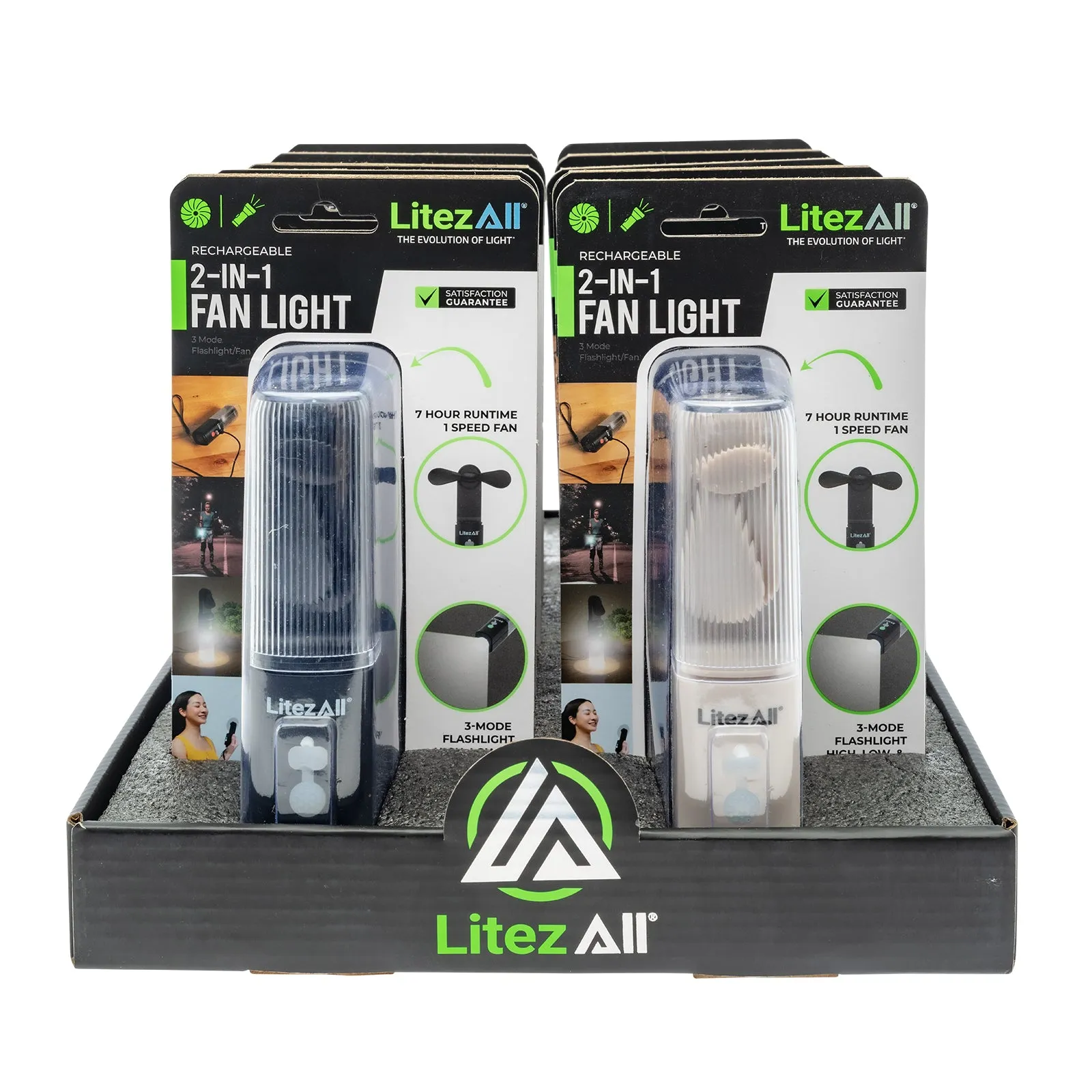 LitezAll Rechargeable Pocket Fan with Flashlight