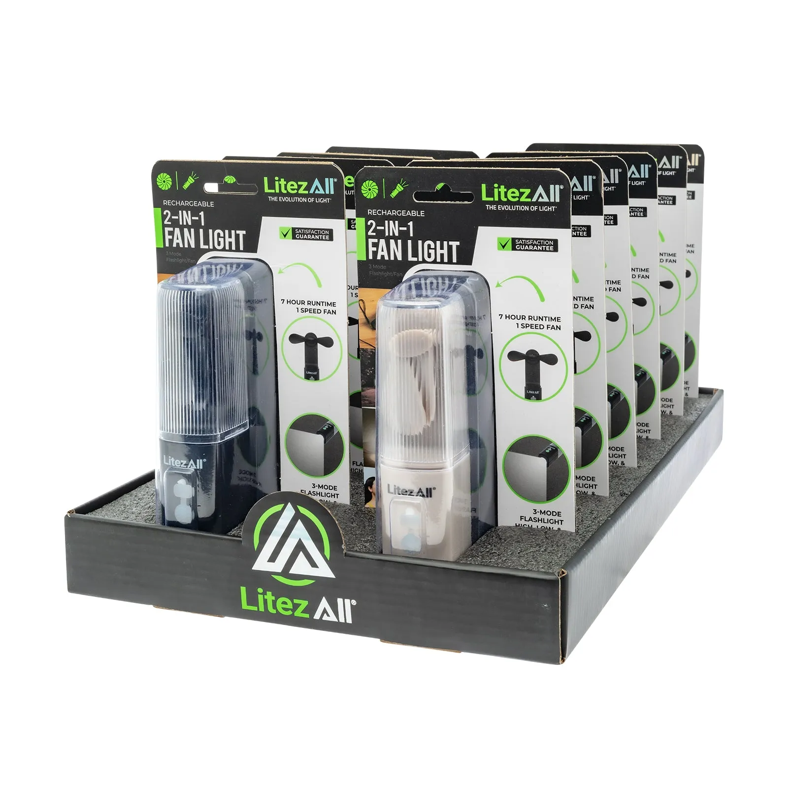 LitezAll Rechargeable Pocket Fan with Flashlight