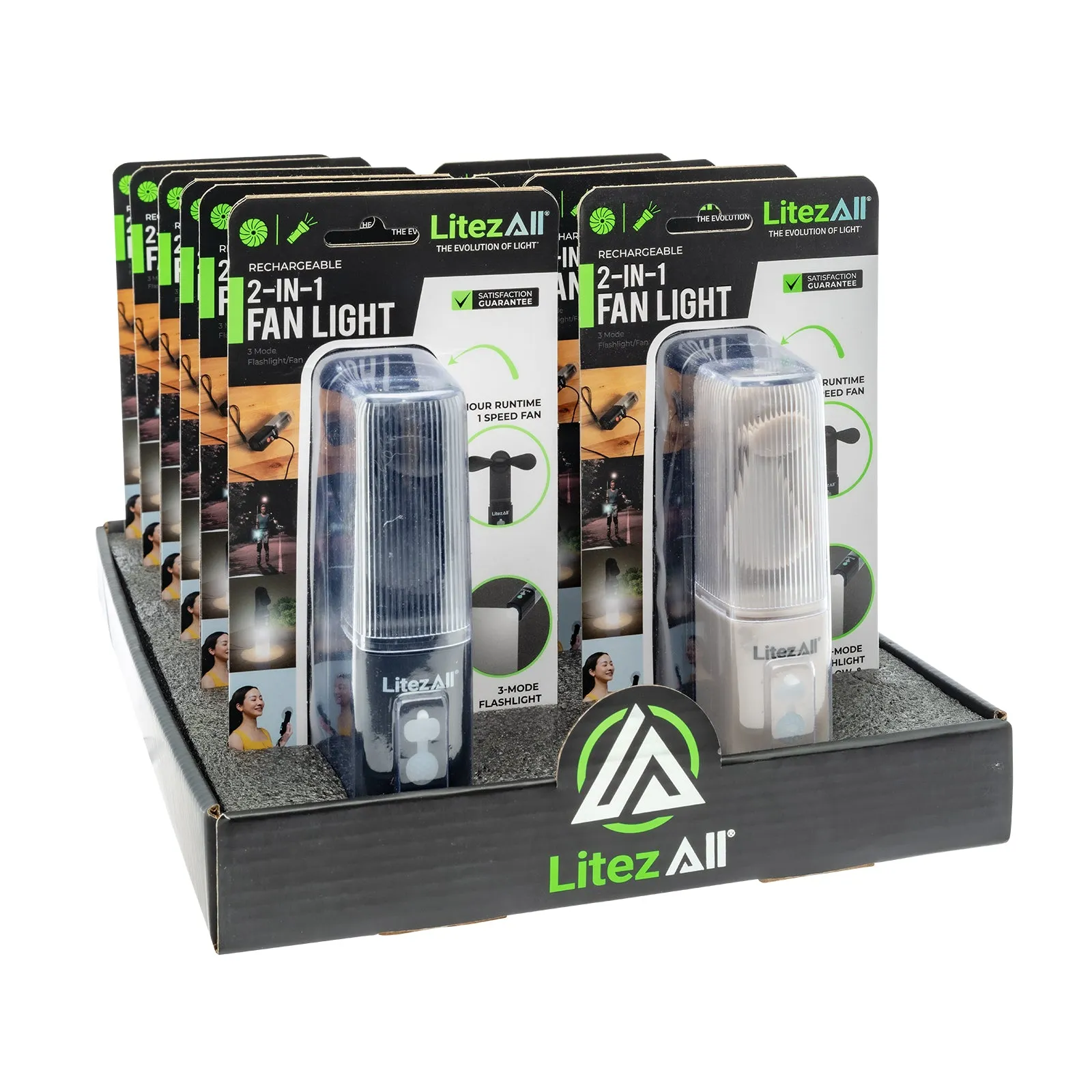 LitezAll Rechargeable Pocket Fan with Flashlight