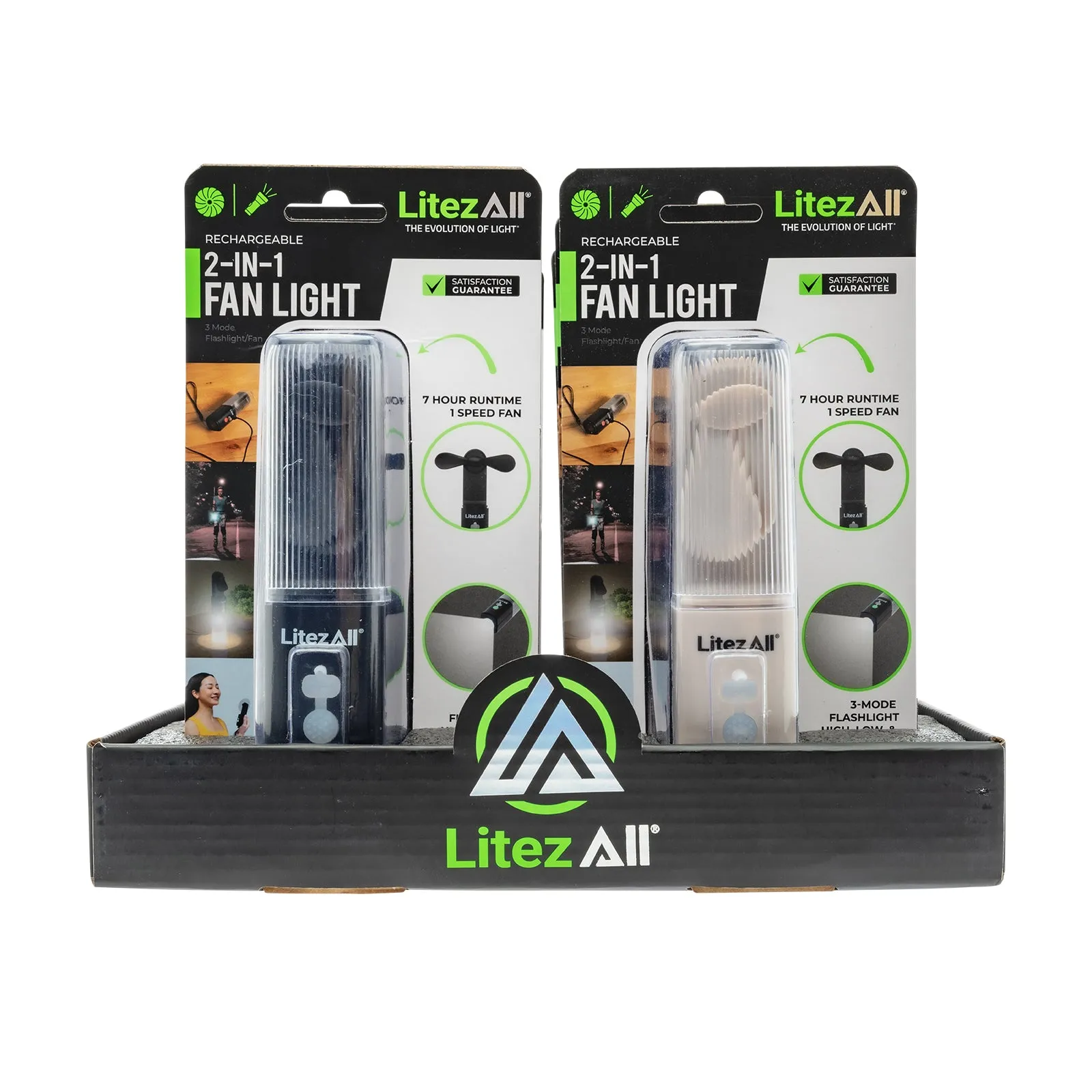 LitezAll Rechargeable Pocket Fan with Flashlight