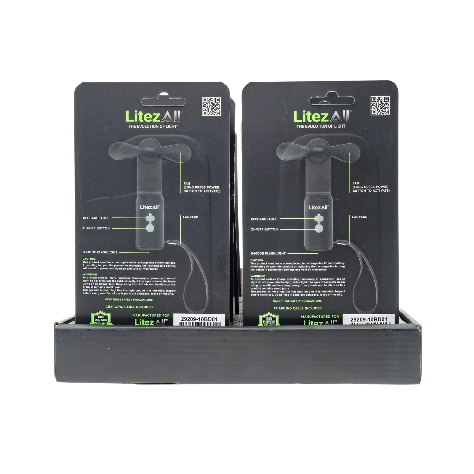 LitezAll Rechargeable Pocket Fan with Flashlight