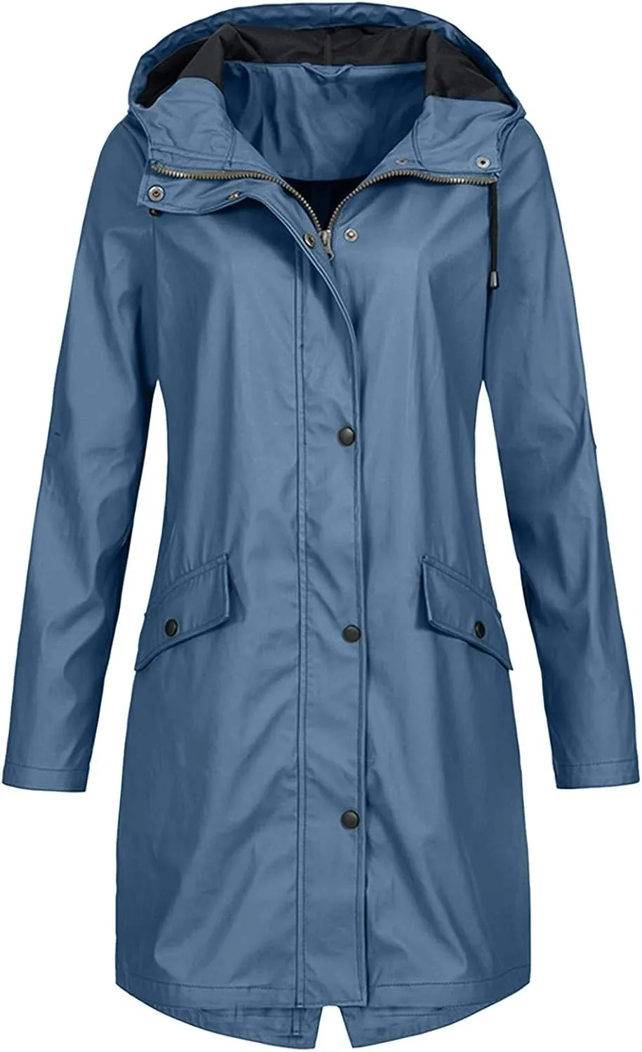 Long Hooded Rain Jacket for Women Jacket Windproof Outdoor Coat Women's Coat Windbreaker Outdoor Hooded Trench Coat