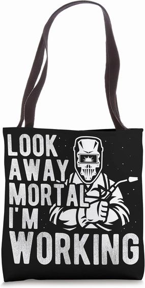 LOOK AWAY MORTAL I'M WORKING Retro Sci-fi Fun Futuristic Tote Bag