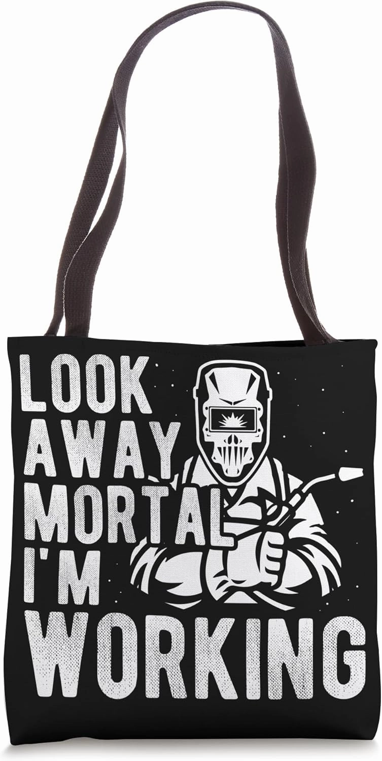 LOOK AWAY MORTAL I'M WORKING Retro Sci-fi Fun Futuristic Tote Bag